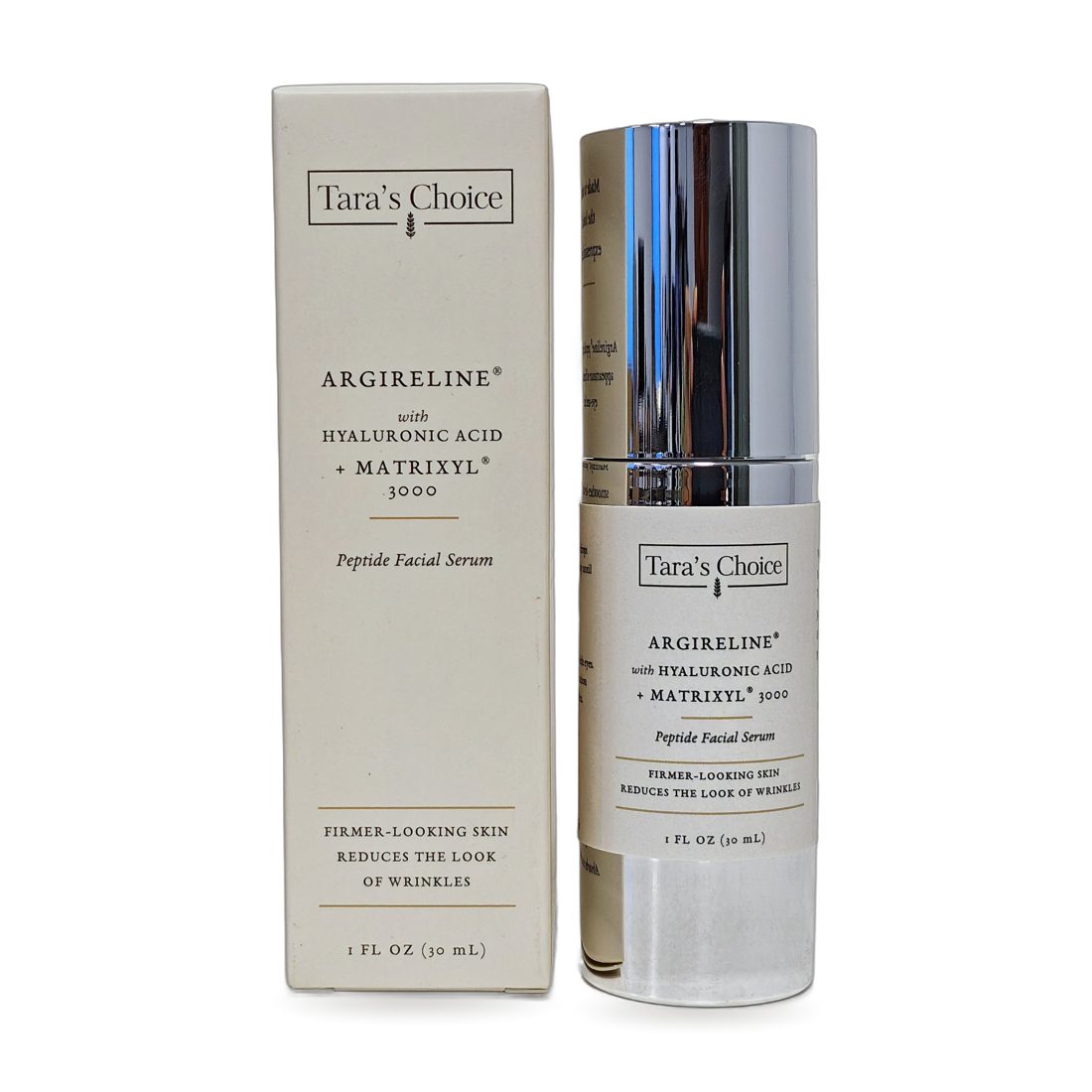 Tara's Choice Argireline peptide serum, bottle and box